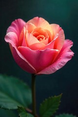 Fototapeta premium Silky petals unfurl, dew-kissed and glowing, a symphony of soft curves and vibrant hues, embodying the essence of natural beauty and alluring sensuality , bloom, gentle, allure