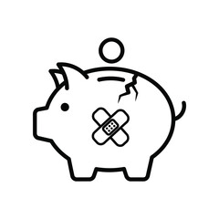 Financial Struggles: A stark, symbolic illustration depicts a piggy bank bearing a bandage, signifying financial fragility and the need for careful money management.