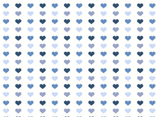 A delicate grid of blue hearts in varying shades on white — romantic, soothing, and perfect for Valentine’s Day, love-themed designs, or soft, modern backgrounds.