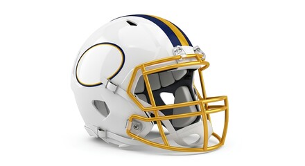 Football Helmet Isolated on White Background with Gold and Blue Accents