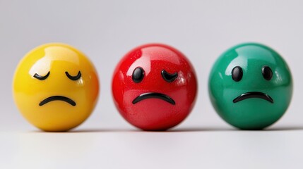 Colorful Emotion Balls Representing Sadness and Discontent Feelings