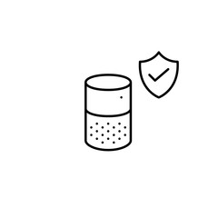 Smart speaker, shield and checkmark. Certified voice assistant. Pixel perfect, editable stroke vector icon