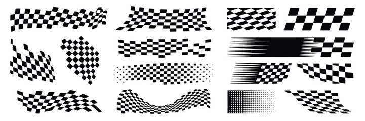 Racing Stripes and Checkered Flag Vector Set – Speed Lines, Decal Patterns, and Motorsport Graphics