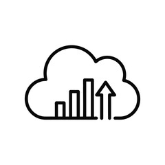 Cloud Data Icon: A concise icon illustrating the essence of cloud data storage and upward data trends, perfect for tech-focused communications.