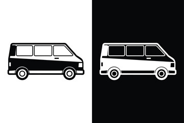 Fototapeta premium Minimalist Minivan silhouette Icon. Clean Black and White Vector Illustration