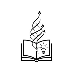 Knowledge Unveiled: An open book exudes waves of ideas with lightbulb, symbolizing the enlightening power of learning. Evoking innovation and inspiration.