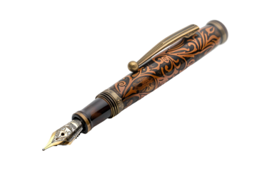 Ornate Fountain Pen Elegant Design Black Background