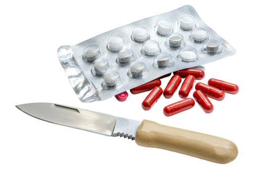 Pills capsules knife suicide attempt self harm