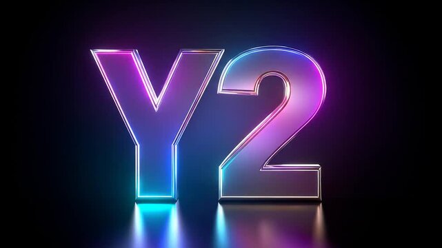 Neon Y2 Text Animation for Graphic Design and Motion Graphics with Reflection