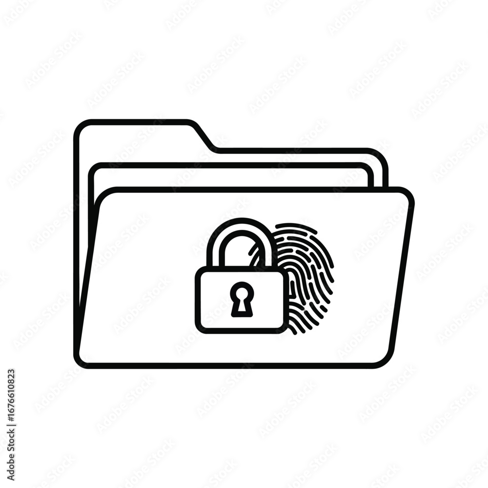 Poster data security: a symbolic representation of digital security, depicting a folder secured by a padloc