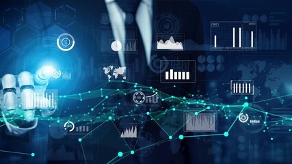 A businessman interacts with digital technology, showcasing various graphs and charts, symbolizing the innovative approach to data analysis in modern business environments. Xenic - Powered by Adobe