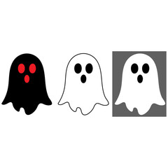 Obraz premium Ghost Flat Design Halloween Icon with transparent background.