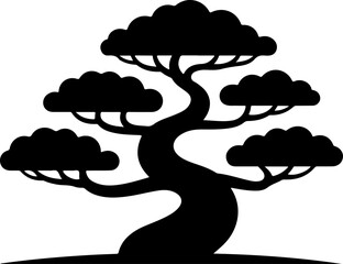 Bonsai Tree  Silhouette Vector illustration