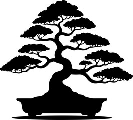 Bonsai Tree  Silhouette Vector illustration