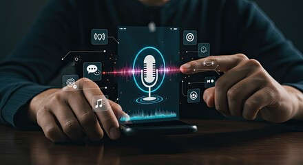 Record a captivating podcast with this modern mobile app interface, perfect for broadcasting, streaming, and engaging with your audience through social media channels