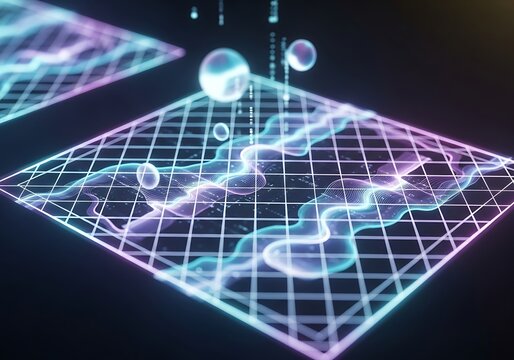 Abstract data visualization, glowing grid - Powered by Adobe