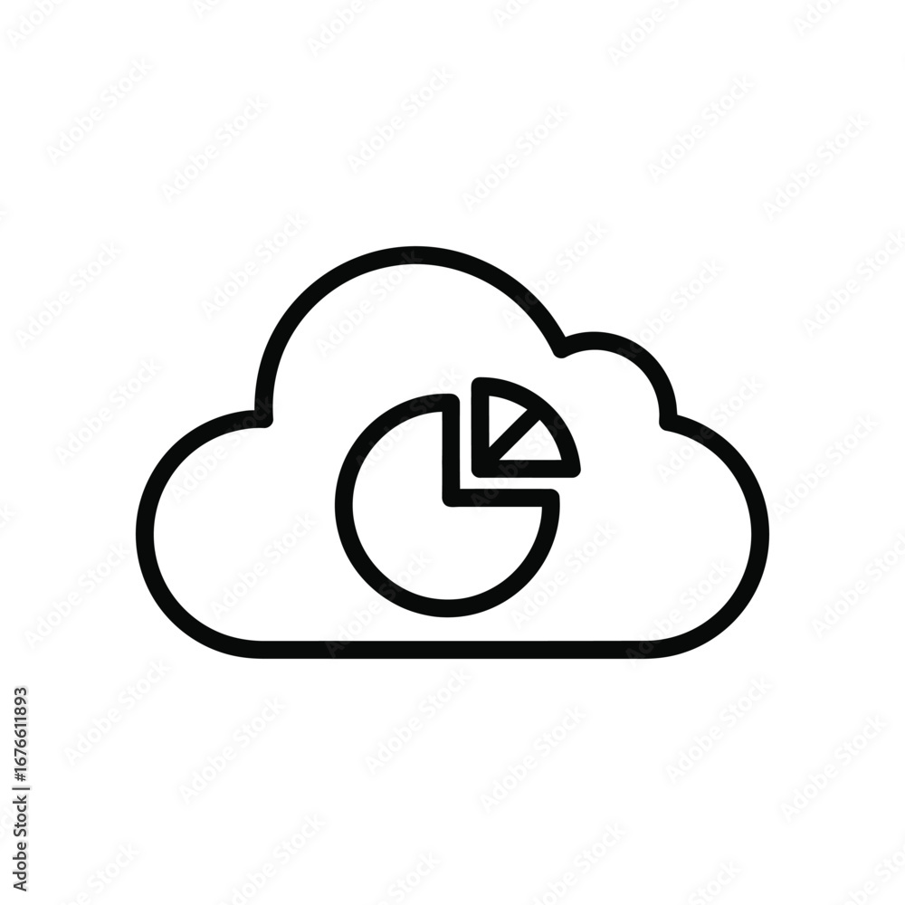 Poster cloud data analysis: a clean, graphic representation of data analysis, depicted as a pie chart withi