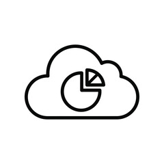 Cloud Data Analysis: A clean, graphic representation of data analysis, depicted as a pie chart within a cloud, is used to symbolize the modern concept of cloud computing