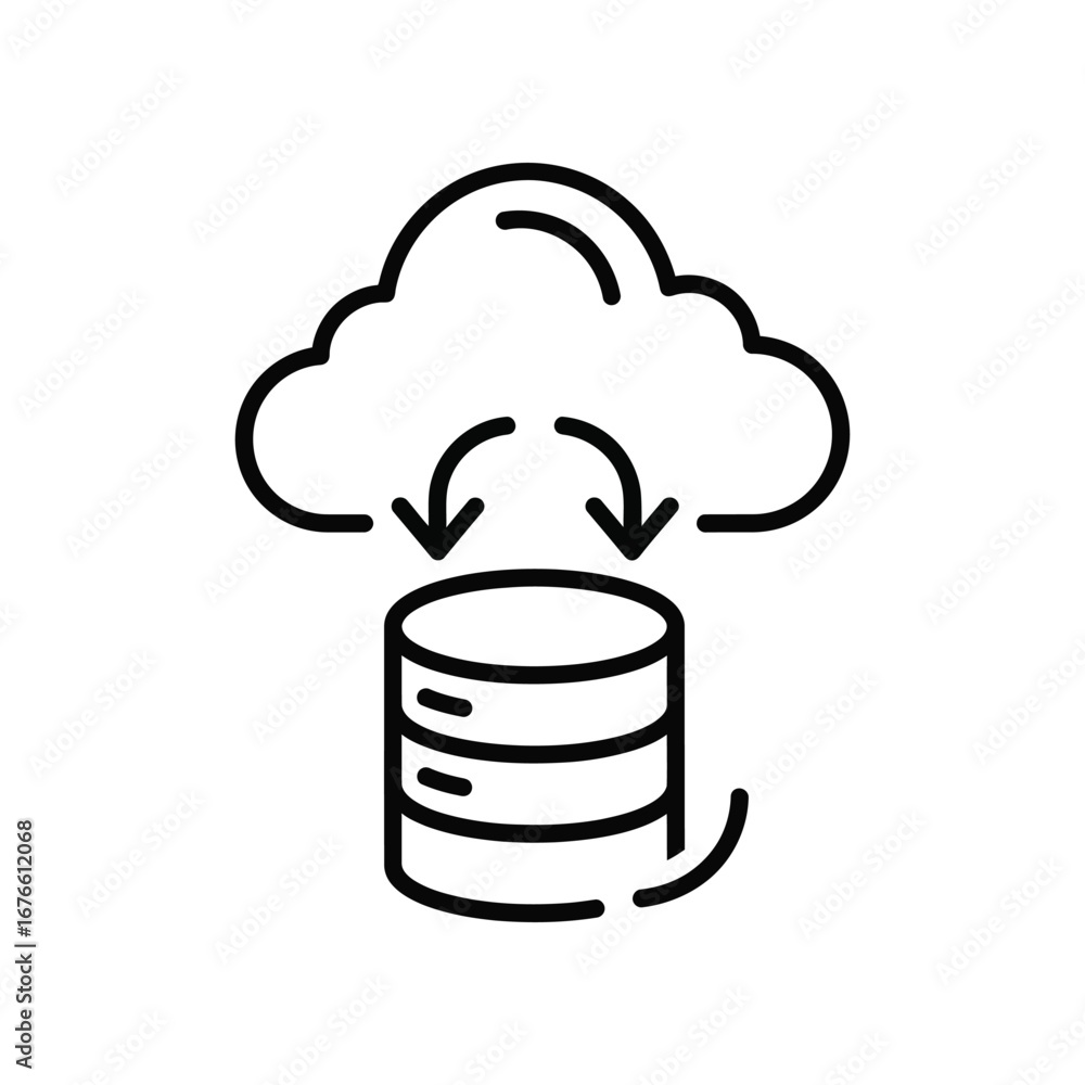 Poster cloud data synchronization: a sleek, modern illustration depicts data seamlessly syncing between a c