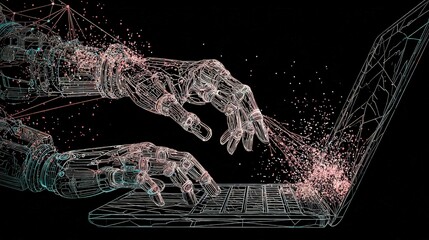 Abstract Hands Typing On A Keyboard Digital Art