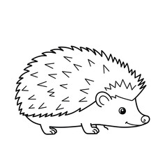 A cute cartoon hedgehog outline on a white background for coloring