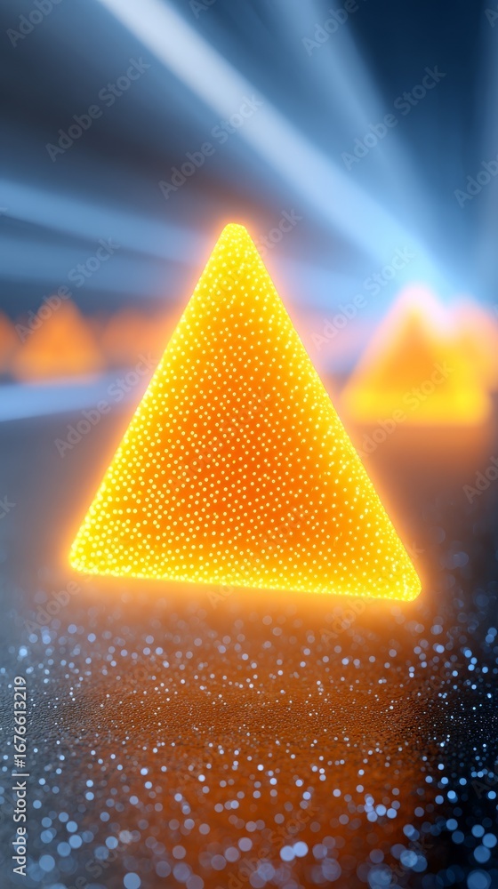 Aufkleber illuminated triangular prism, a captivating display of light and geometry in abstract form.