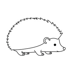 A cute hedgehog outline for coloring on a white background