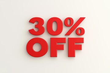 Bold Red Discount Sign Featuring Thirty Percent Off Offer