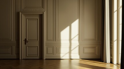 Fototapeta premium Elegant Interior with Natural Light and Warm Shadows in Room
