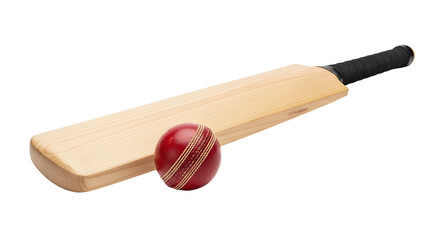Cricket Bat and Ball Sports Equipment on Black Background