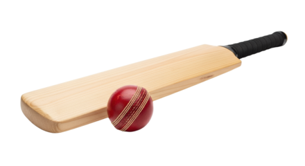 Cricket Bat and Ball Sports Equipment on Black Background