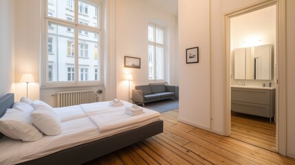 Modern Minimalist Bedroom with Natural Light in Cozy Apartment