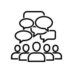 Iconic Dialogue: Illustrative depiction of collective communication, conveying ideas through speech bubbles.