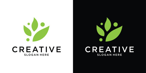 Organic leaf logo design vector, organic leaf icon