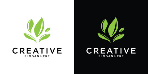 Organic leaf logo design vector, organic leaf icon