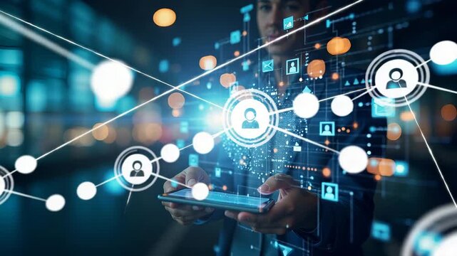 Omnichannel advertising creative concept integrating digital social mobile and traditional media channels to deliver consistent messaging and holistic customer experiences across platforms in  Photo S