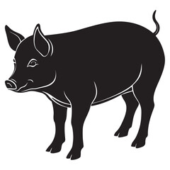 Fototapeta premium A black silhouette of a pig vector