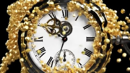 Time Flows Pocket Watch with Liquid Gold Effect - Powered by Adobe