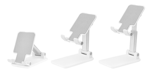 set white plastic phone stand isolate on white background