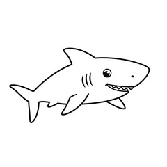 A cartoon shark outline on a white background for coloring