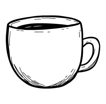 This hand-drawn illustration features a simple coffee cup design. Perfect for projects related to beverages, comfort, and minimalistic art.