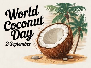 Celebrate world coconut day on september 2 with a tropical beach scene
