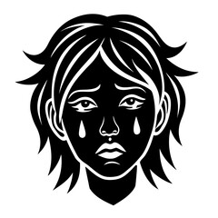 Black Silhouette Vector of Crying Face Isolated on White Background
Crying Face Vector Illustration
Minimalist Sad Emotion Icon
Bold Black Tear Face Vector
