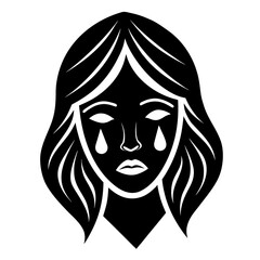 High Contrast Crying Face Silhouette Vector for Logos Stickers Prints and Digital Assets
