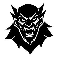 High Contrast Angry Face Silhouette Vector for Stickers Logos Prints and Digital Design Assets
