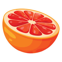 Fresh natural grapefruit vector art isolated on white background, perfect for food illustrations, healthy lifestyle visuals, recipe designs, and fruit themed projects.
