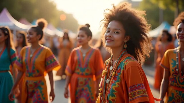 Refined Diversity Celebration Visuals: Meticulously Organized Cultural Festivities Showcasing Dynamic Community Participation and Innovative Unity in Photo Stock Concept with Empty Space
