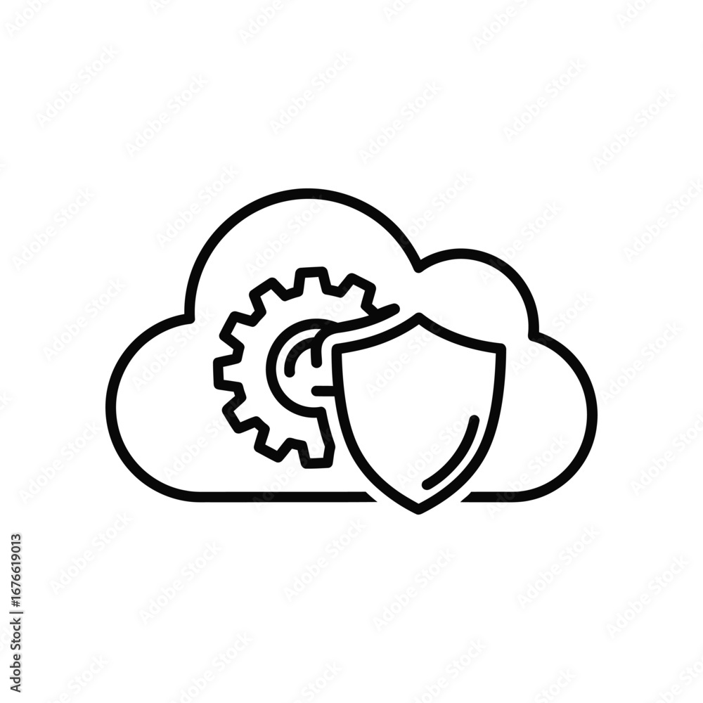 Poster cloud security icon: a simple yet elegant icon representing cloud security, featuring a cloud shape,
