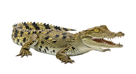 Naklejka premium Baby Crocodile Opening Mouth Showing Sharp Teeth