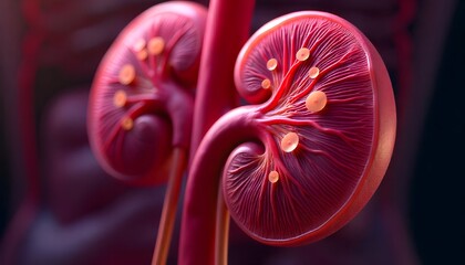 Obraz premium A cross section of human kidney